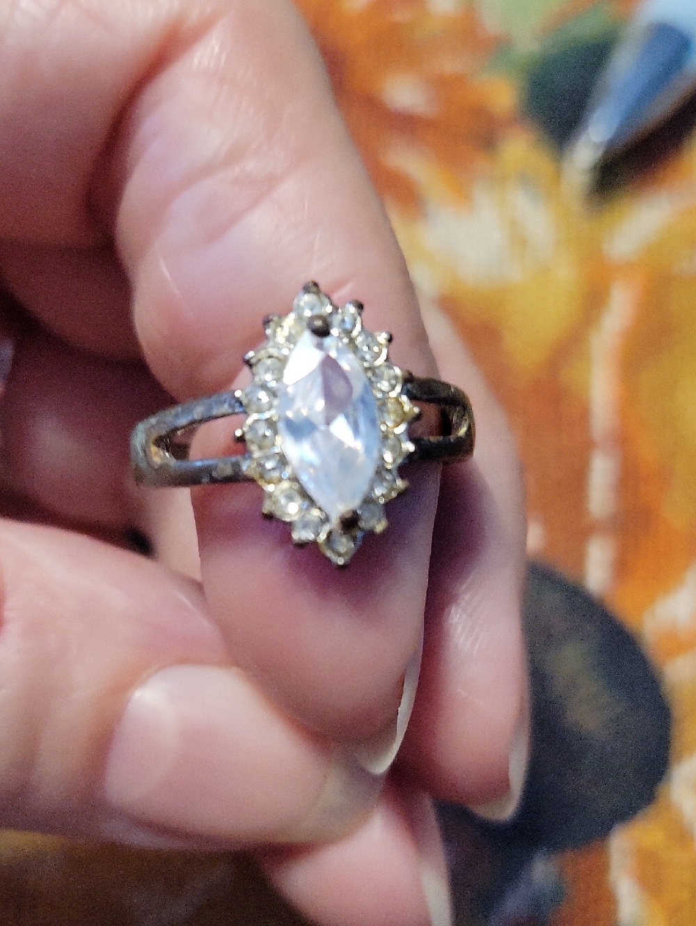 Vintage-Inspired Crystal Marquise Ring - Clear Stone